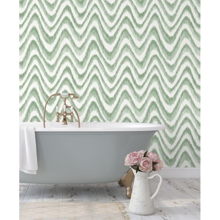 Papel pintado de ondas con degradados verde tropical - Aloha 679524