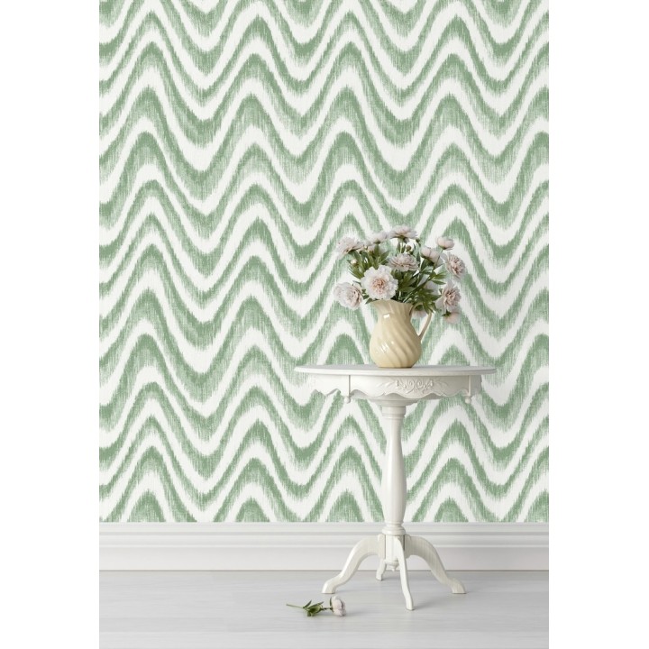 Papel pintado de ondas con degradados verde tropical - Aloha 679524