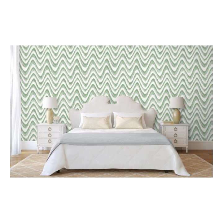 Papel pintado de ondas con degradados verde tropical - Aloha 679524