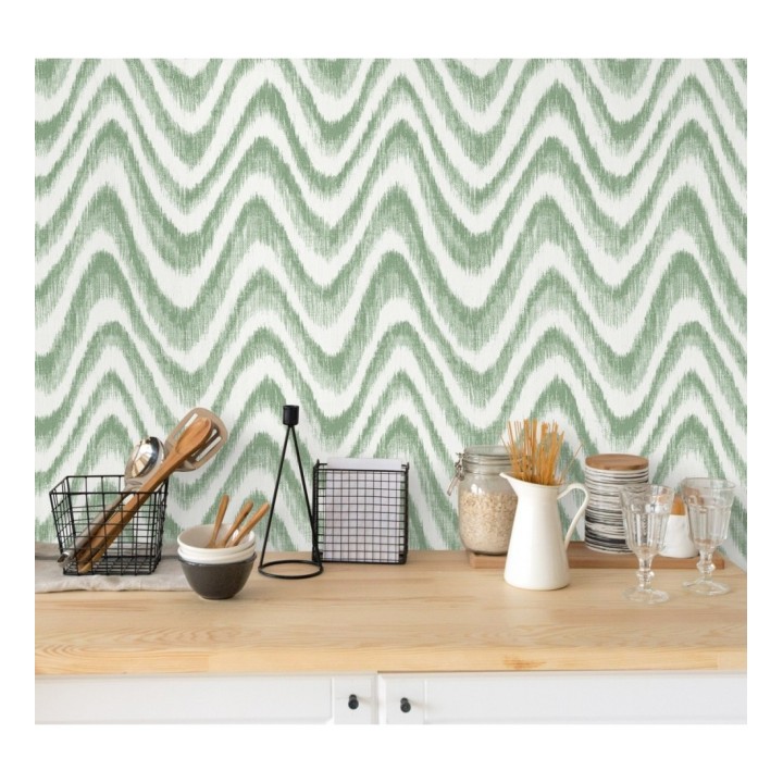 Papel pintado de ondas con degradados verde tropical - Aloha 679524