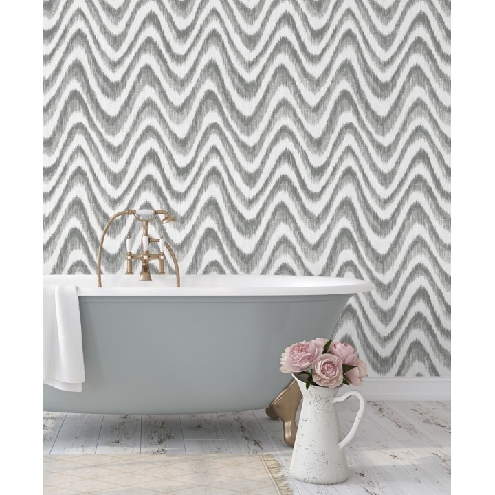 Papel pintado de ondas con degradados gris - Aloha 679525