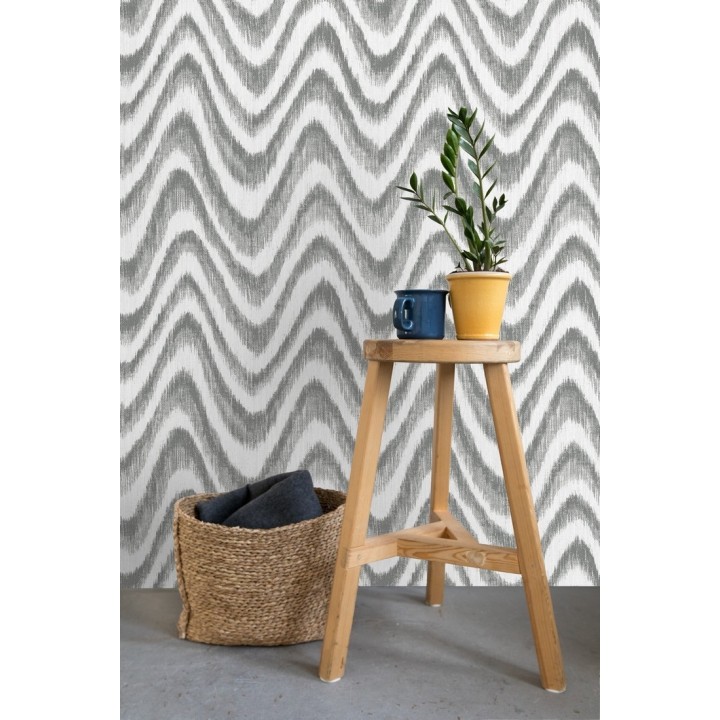 Papel pintado de ondas con degradados gris - Aloha 679525