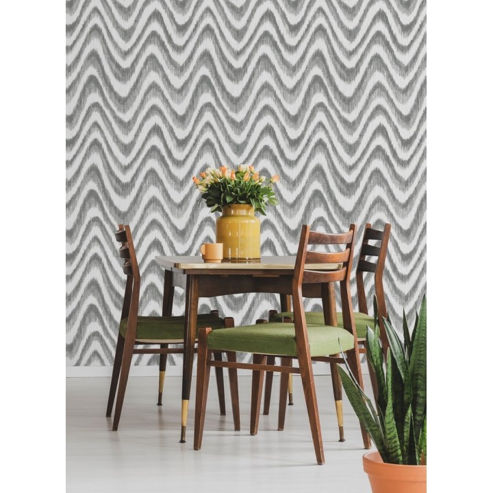 Papel pintado de ondas con degradados gris - Aloha 679525