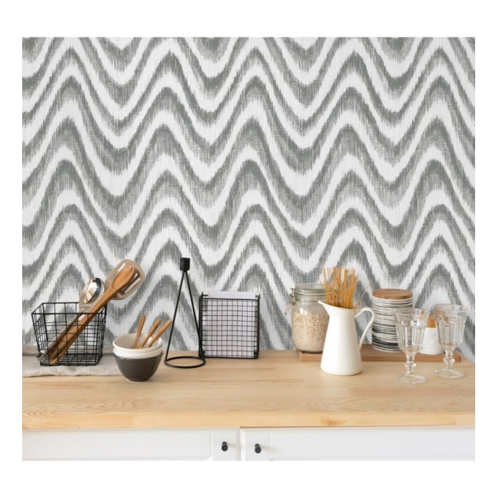 Papel pintado de ondas con degradados gris - Aloha 679525