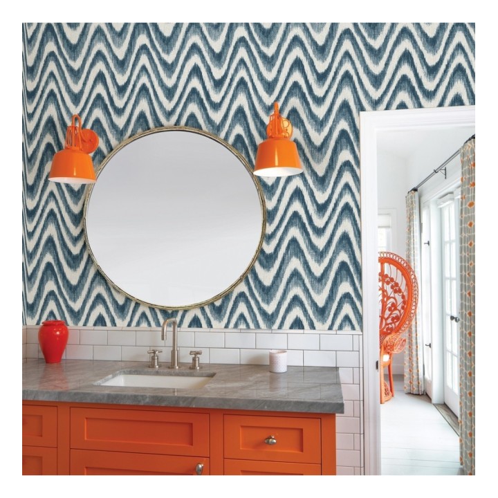 Papel pintado de ondas con degradados azul tropical - Aloha 679526