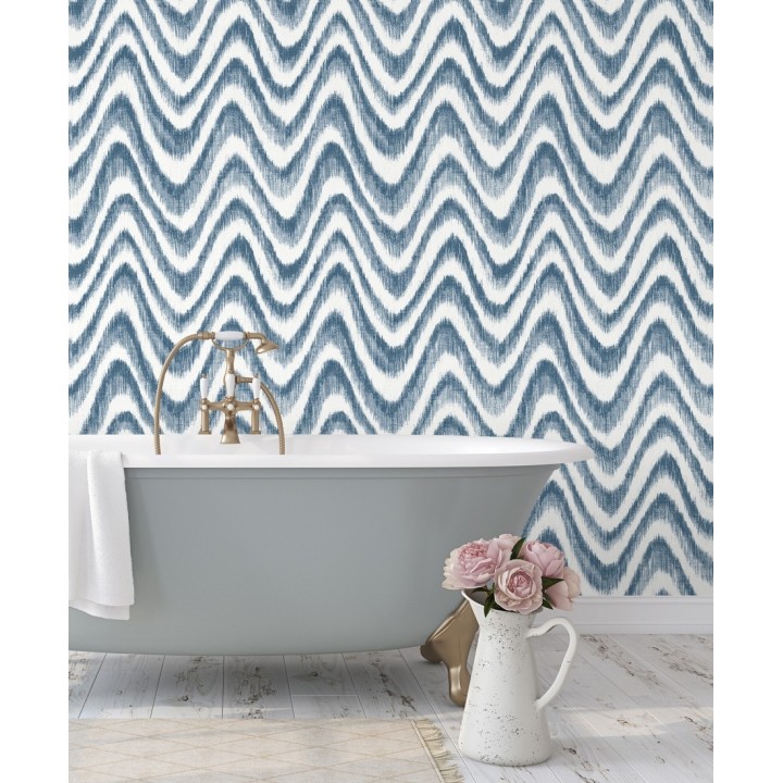 Papel pintado de ondas con degradados azul tropical - Aloha 679526