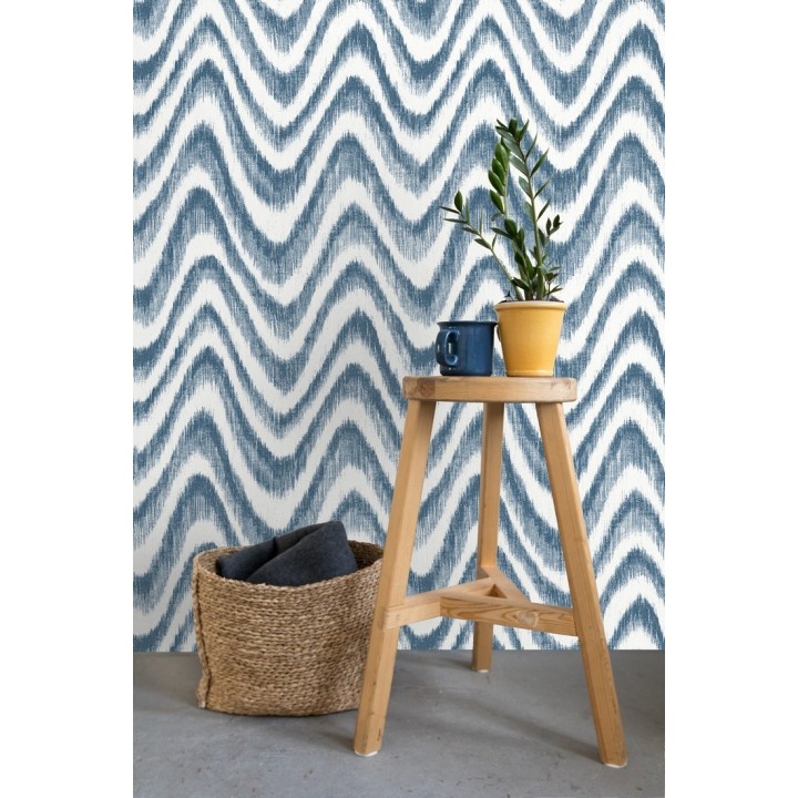 Papel pintado de ondas con degradados azul tropical - Aloha 679526