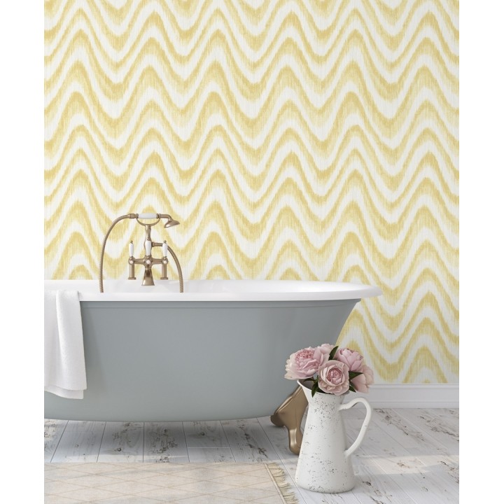 Papel pintado de ondas con degradados amarillo tropical - Aloha 679527