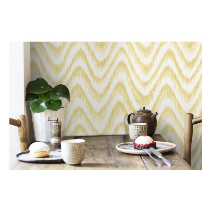 Papel pintado de ondas con degradados amarillo tropical - Aloha 679527