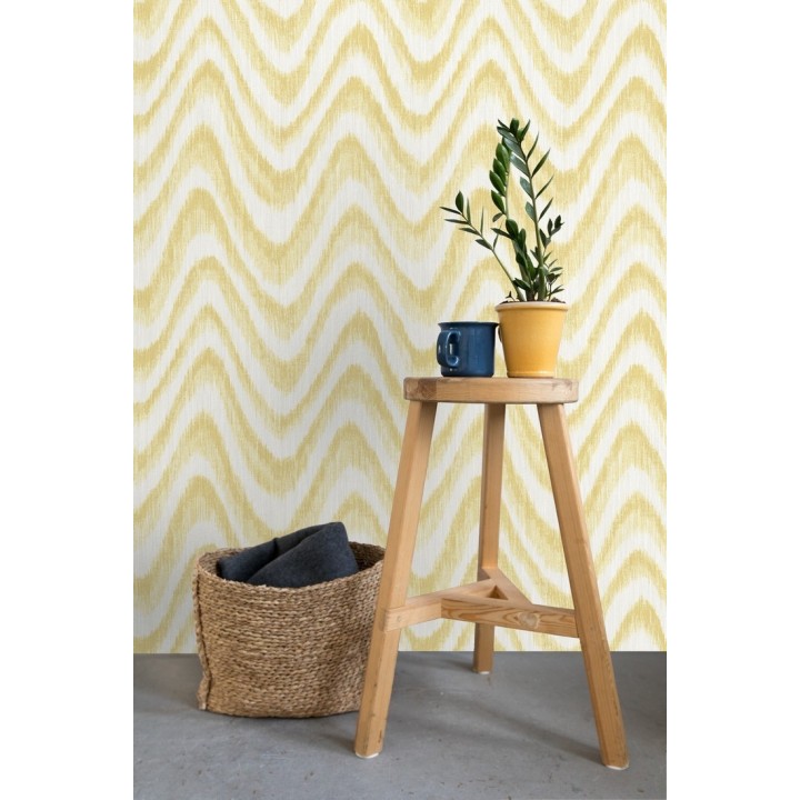Papel pintado de ondas con degradados amarillo tropical - Aloha 679527