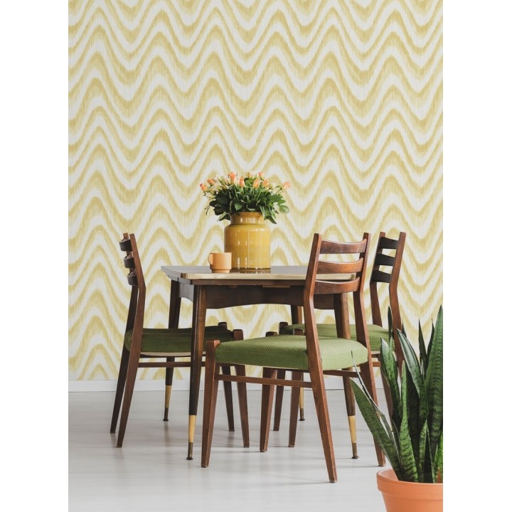 Papel pintado de ondas con degradados amarillo tropical - Aloha 679527