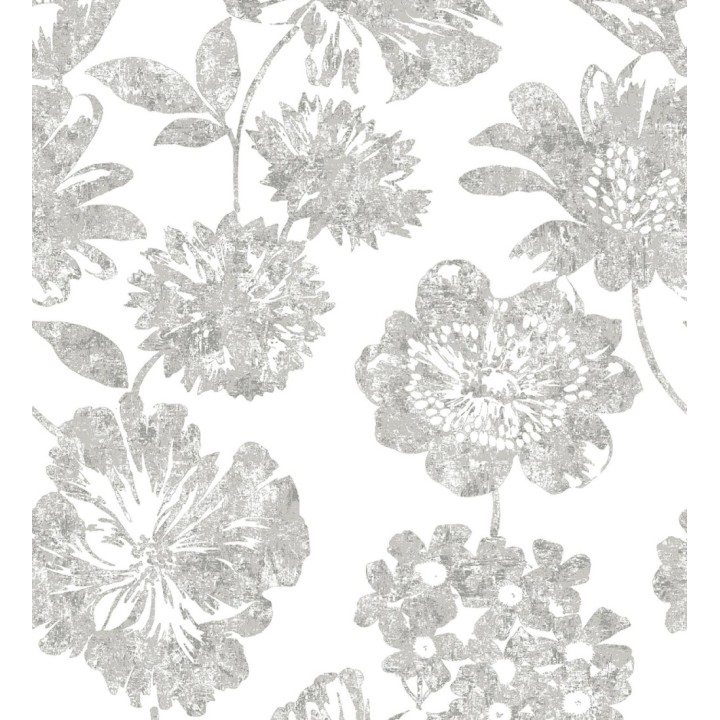 Papel pintado flores grandes estilo tropical tonos grises - Maldives 679534