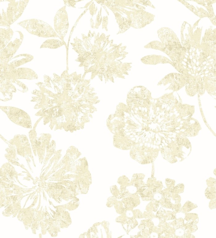 Papel pintado flores grandes estilo tropical tonos beige - Maldives 679535