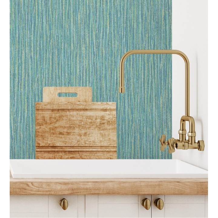 Papel pintado rayado con textura estilo tropical tonos turquesa - Belize 679538