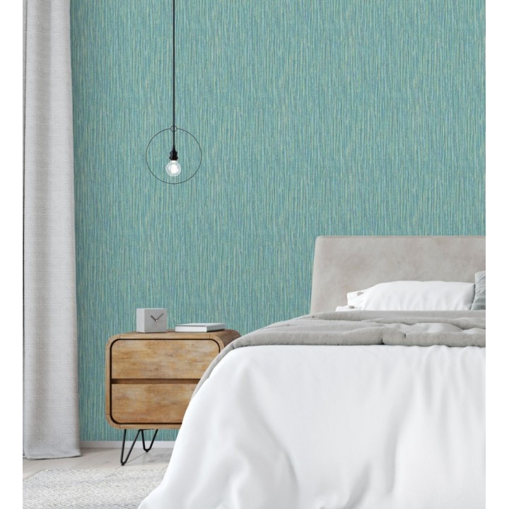 Papel pintado rayado con textura estilo tropical tonos turquesa - Belize 679538