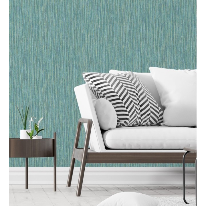 Papel pintado rayado con textura estilo tropical tonos turquesa - Belize 679538