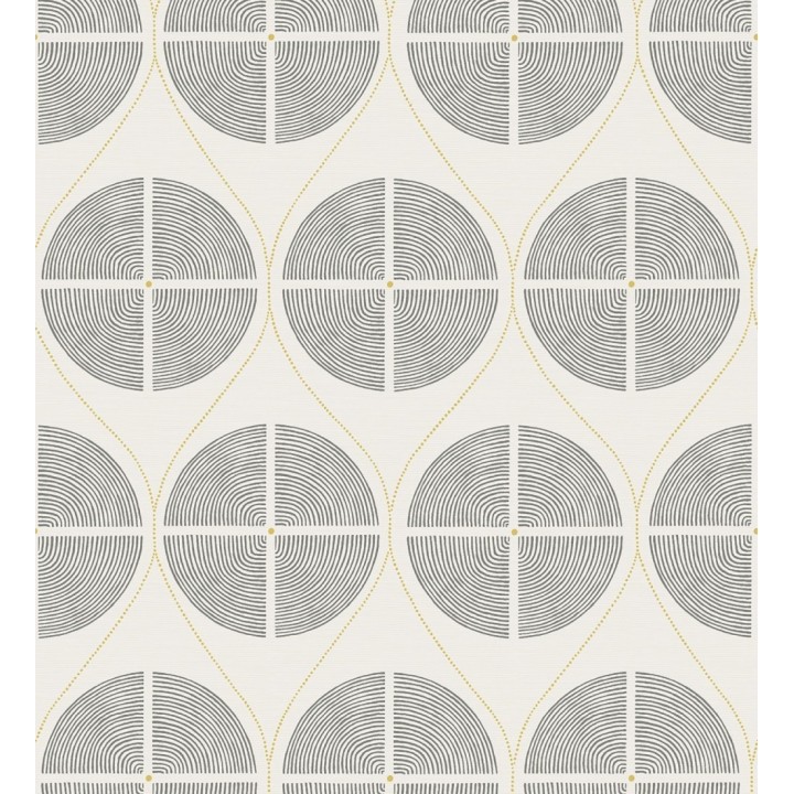 Papel pintado geométrico de círculos estilo retro tonos grises - Glover 679543