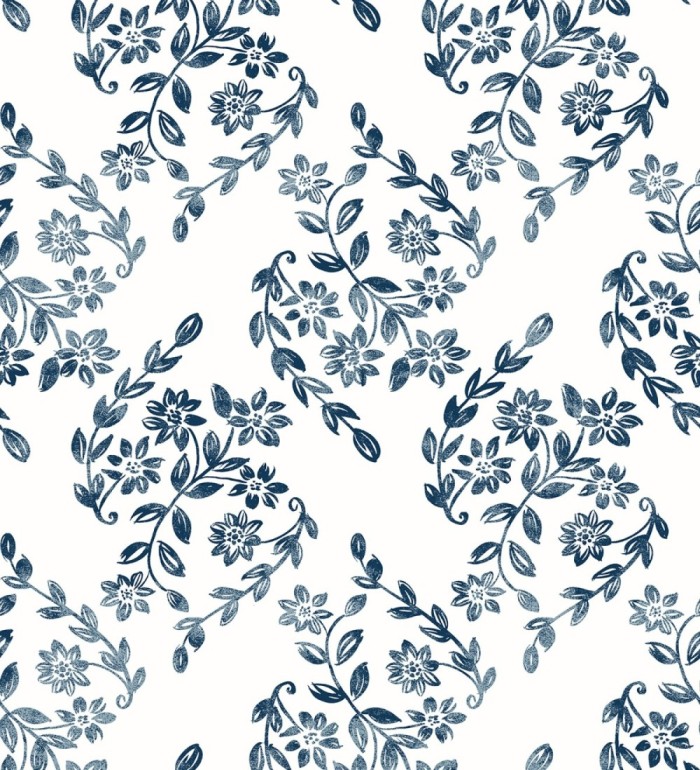 Papel pintado hojas pequeñas simétricas tonos azules - Emily Garden 679546