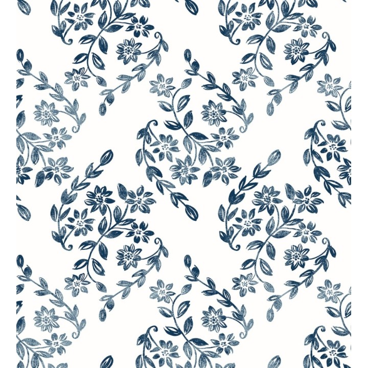 Papel pintado hojas pequeñas simétricas tonos azules - Emily Garden 679546