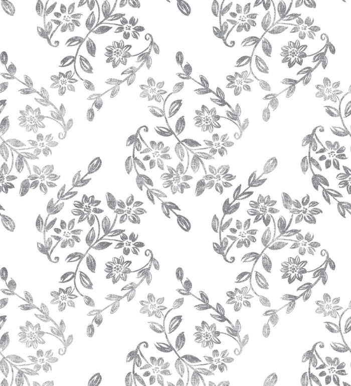 Papel pintado hojas pequeñas simétricas tonos grises - Emily Garden 679547