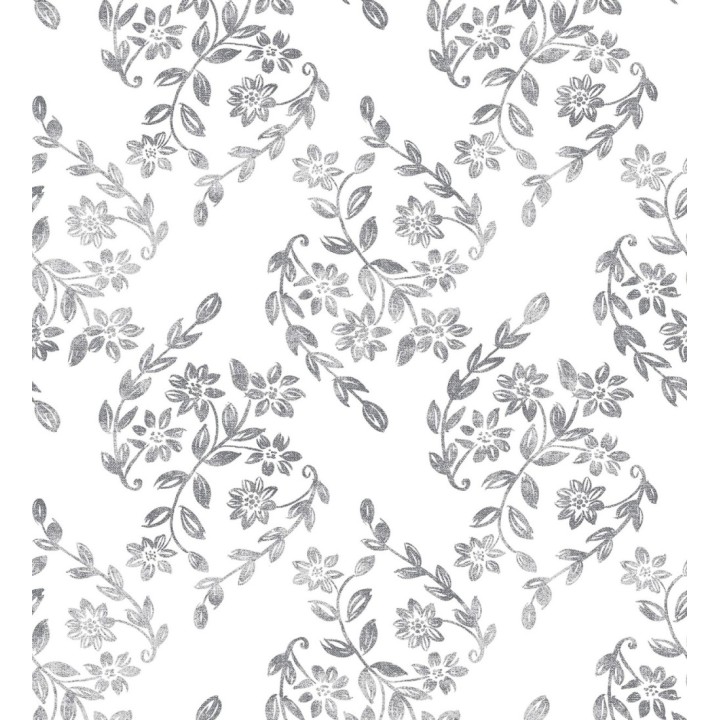 Papel pintado hojas pequeñas simétricas tonos grises - Emily Garden 679547