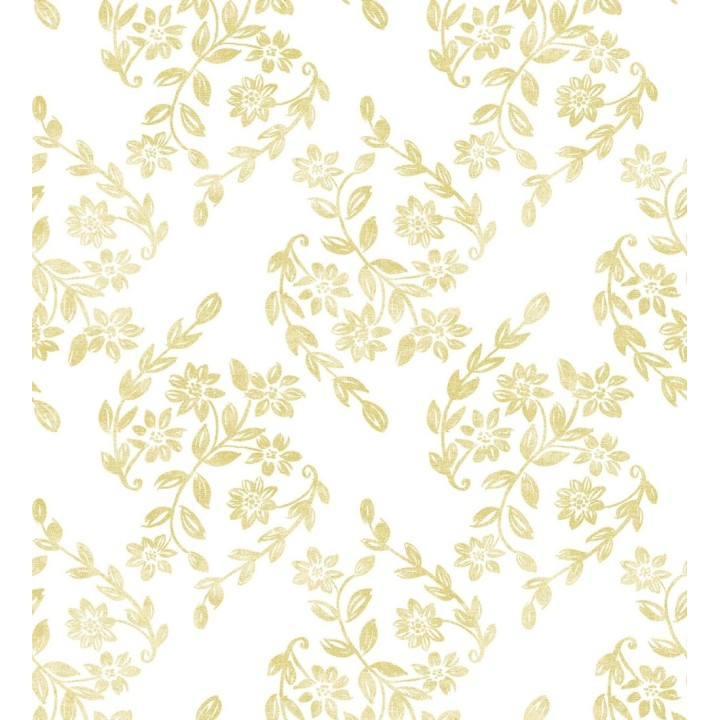 Papel pintado hojas pequeñas simétricas tonos amarillos - Emily Garden 679548