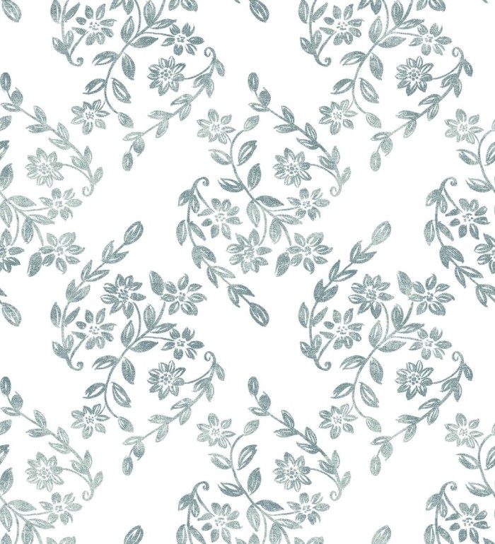 Papel pintado hojas pequeñas simétricas tonos celeste turquesa - Emily Garden 679549