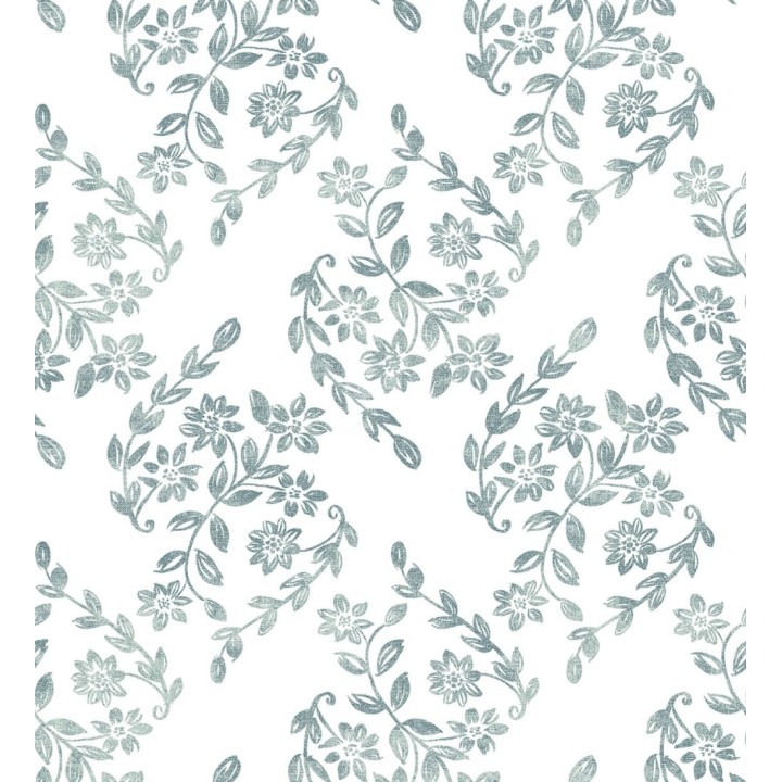 Papel pintado hojas pequeñas simétricas tonos celeste turquesa - Emily Garden 679549