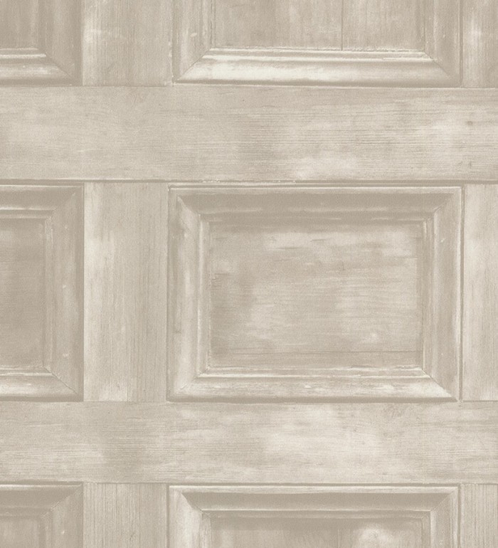 Papel pintado cuarterones de madera blanco y beige rústicos - Portil 7397