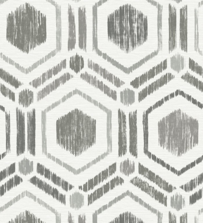 Papel pintado geométrico de hexágonos concéntricos tonos grises - Hagen Etnik 679550