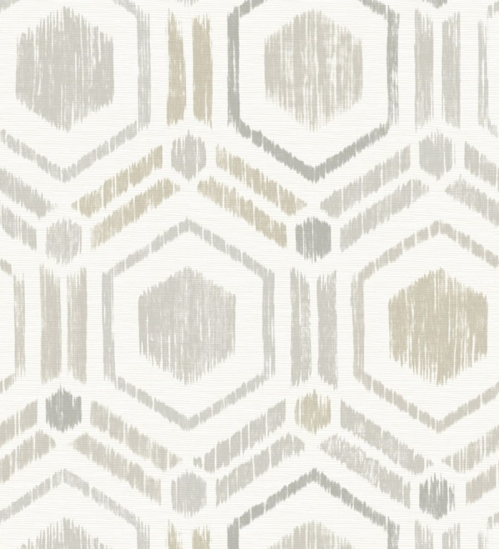 Papel pintado geométrico de hexágonos concéntricos tonos grises - Hagen Etnik 679552