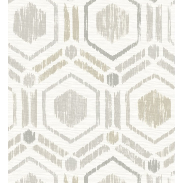 Papel pintado geométrico de hexágonos concéntricos tonos grises - Hagen Etnik 679552