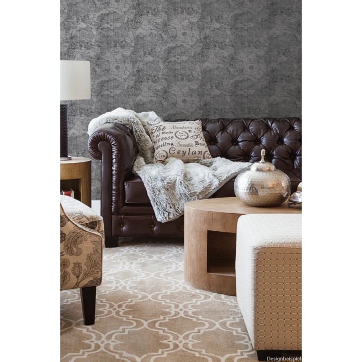 Papel pintado mapa cartográfico vintage - Esquivel 7402