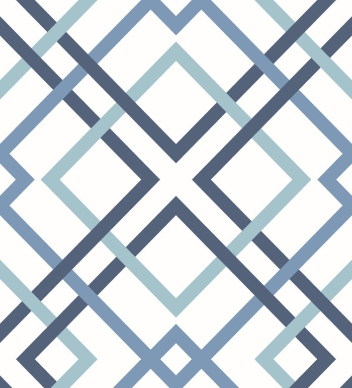 Papel pintado geométrico cuadros entrelazados estilo nórdico tonos azules - Copenhagen 679554