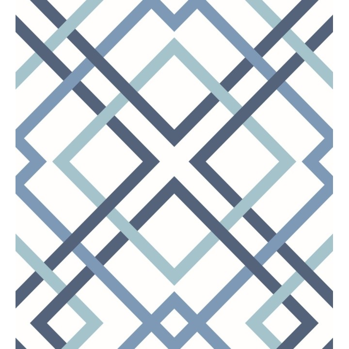 Papel pintado geométrico cuadros entrelazados estilo nórdico tonos azules - Copenhagen 679554