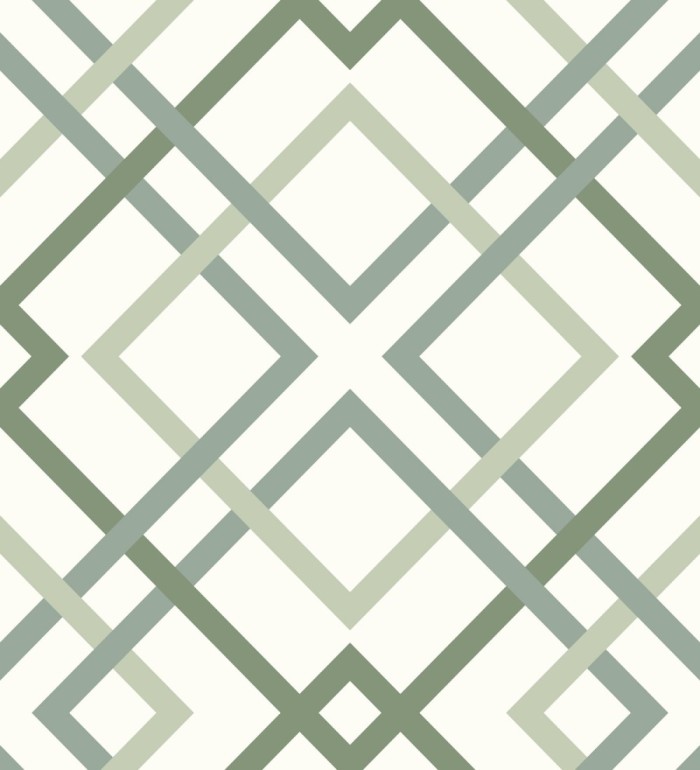Papel pintado geométrico cuadros entrelazados estilo nórdico tonos verdes - Copenhagen 679555