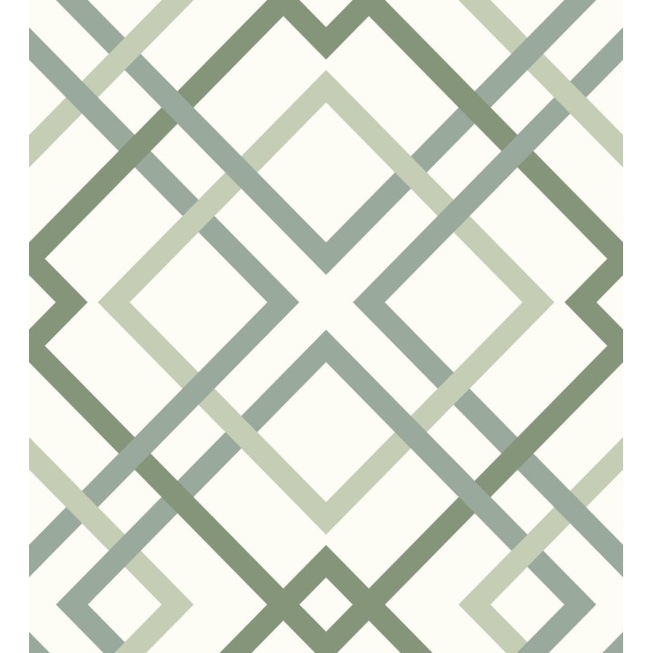 Papel pintado geométrico cuadros entrelazados estilo nórdico tonos verdes - Copenhagen 679555