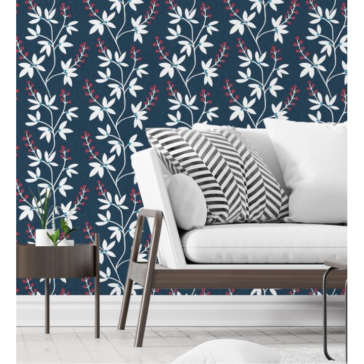 Papel pintado flores y ramas estilo nórdico - Dover Garden 679556