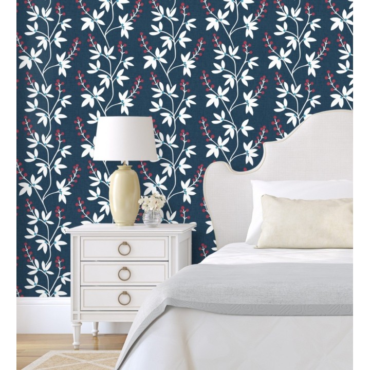 Papel pintado flores y ramas estilo nórdico - Dover Garden 679556