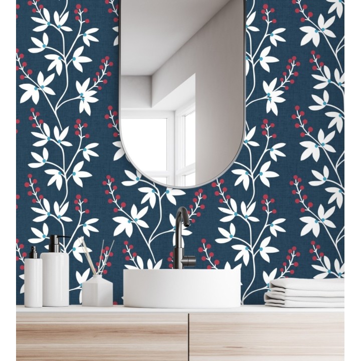 Papel pintado flores y ramas estilo nórdico - Dover Garden 679556