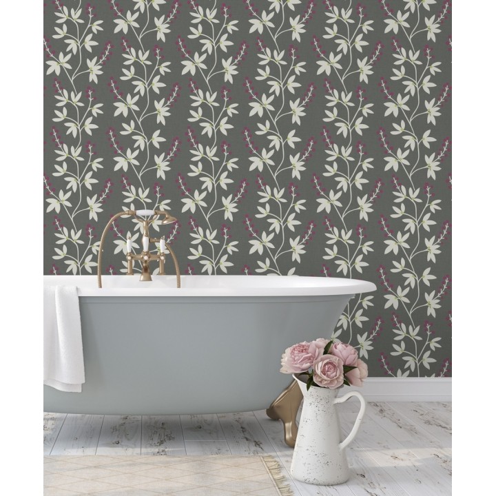 Papel pintado flores y ramas estilo nórdico - Dover Garden 679557