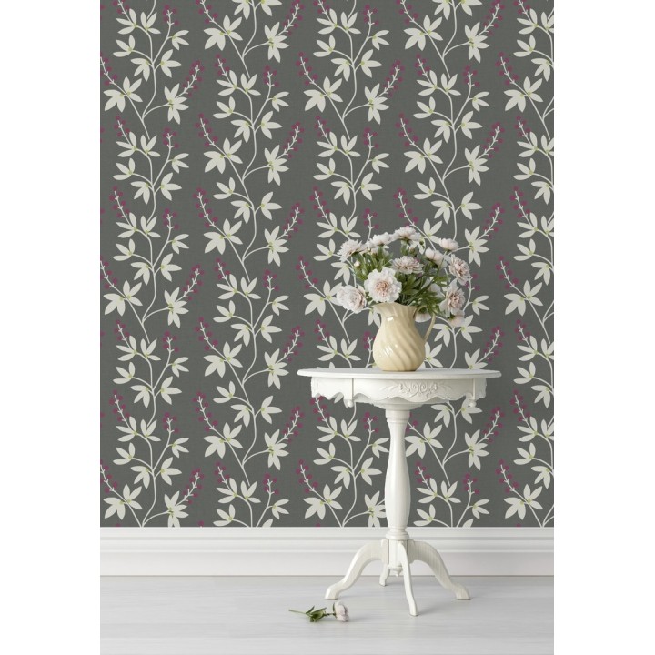 Papel pintado flores y ramas estilo nórdico - Dover Garden 679557