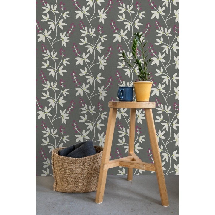 Papel pintado flores y ramas estilo nórdico - Dover Garden 679557