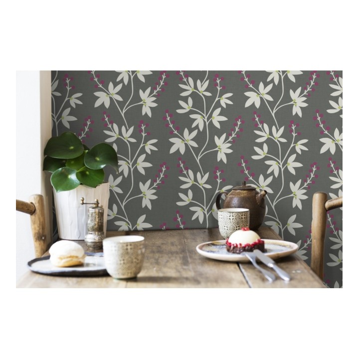 Papel pintado flores y ramas estilo nórdico - Dover Garden 679557