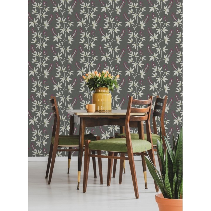 Papel pintado flores y ramas estilo nórdico - Dover Garden 679557
