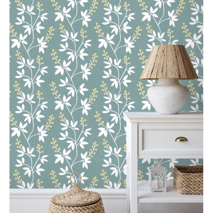 Papel pintado flores y ramas estilo nórdico - Dover Garden 679558