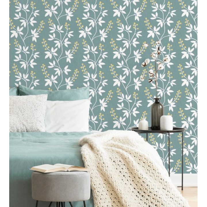 Papel pintado flores y ramas estilo nórdico - Dover Garden 679558