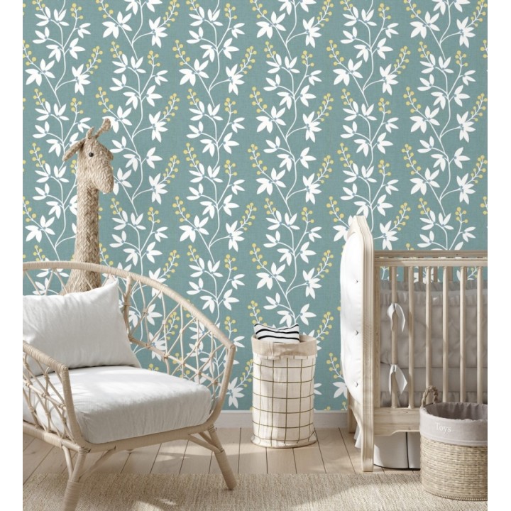 Papel pintado flores y ramas estilo nórdico - Dover Garden 679558