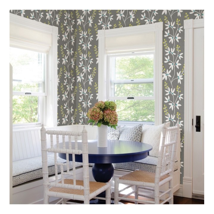 Papel pintado flores y ramas estilo nórdico - Dover Garden 679559