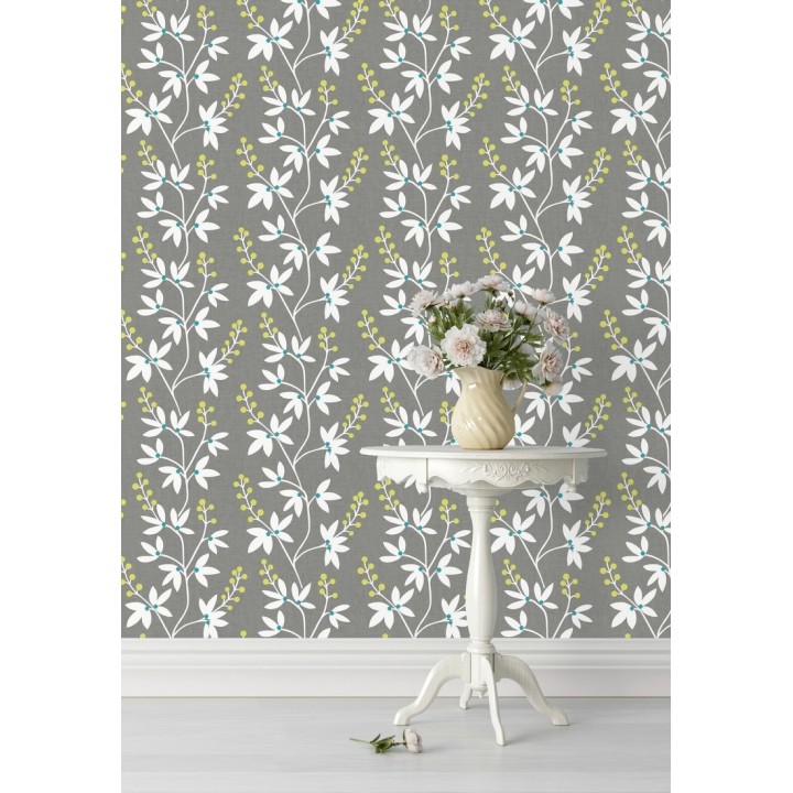 Papel pintado flores y ramas estilo nórdico - Dover Garden 679559